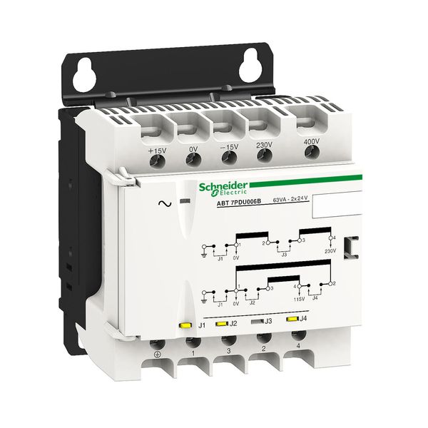 voltage transformer - 230..400 V - 2 x 24 V - 63 VA image 1