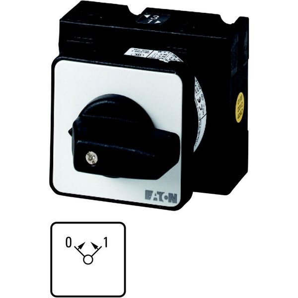 ON-OFF button, T0, 20 A, center mounting, 1 contact unit(s), Contacts: 2, Spring-return in positions 0 and 1, 45 °, momentary, 0> image 2