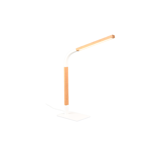 Norris LED table lamp matt white/wood image 1