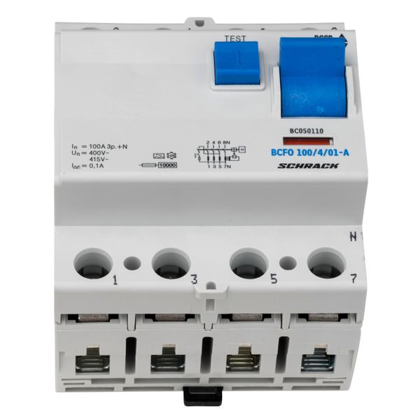 Residual current circuit breaker, 100A, 4-p, 100mA, type A image 4