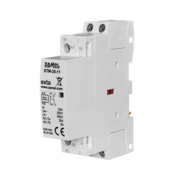 MODULAR INSTALLATION CONTACTOR (ELECTROMAGNETIC) 25A, 1XNO + 1XNC, 230V AC, TYPE:STM-25-11 image 1