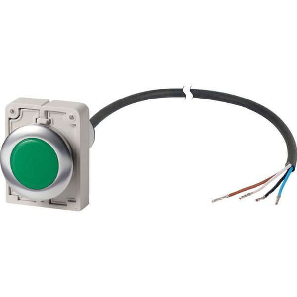 Indicator light, Flat, Cable (black) with non-terminated end, 4 pole, 1 m, Lens green, LED green, 24 V AC/DC image 4