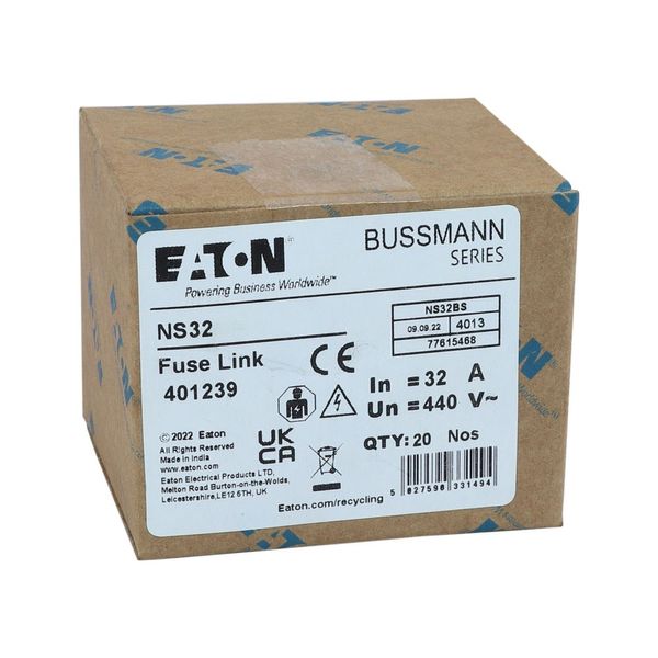 Fuse-link, LV, 32 A, AC 440 V, BS88/F1, 15 x 62 mm, gL/gG, BS image 13