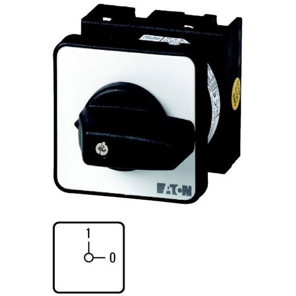 On-Off switch, T0, 20 A, flush mounting, 2 contact unit(s), 4 pole, with black thumb grip and front plate image 1