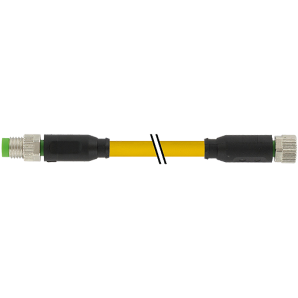 M8 male 0° / M8 female 0° A-cod. PUR 4x0.25 ye +robot+drag ch. 2m image 1