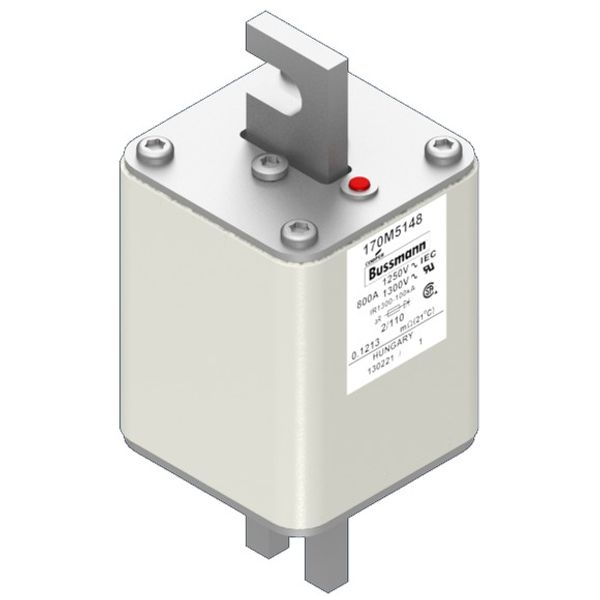 Fuse-link, high speed, 800 A, AC 1250 V, size 2, 61 x 75 x 138 mm, aR, DIN, IEC, single indicator image 3