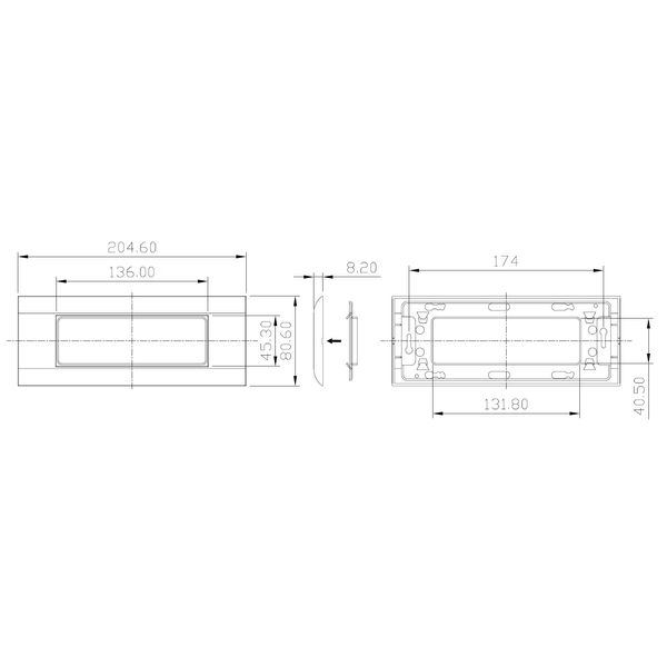 Frame Triple 80x205mm for centralplates 45x45mm, RAL9010 image 4