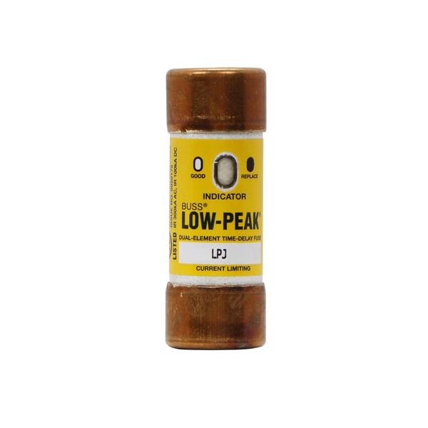 Eaton Bussmann Series LPJ Fuse,LPJ Low Peak,Current-limiting,time delay,9 A,600 Vac,300 Vdc,300000 A at 600 Vac,100 kAIC Vdc,Class J,10s at 500% response time,Dual element,Ferrule end X ferrule end connection,0.81 in dia.,Indicating image 1