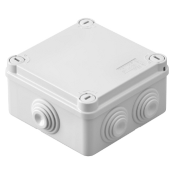 JUNCTION BOX WITH PLAIN QUICK FIXING LID - IP55 - INTERNAL DIMENSIONS 100X100X50 - WALLS WITH CABLE GLANDS - GWT960ºC - GREY RAL 7035 image 1