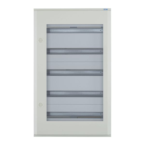 Complete surface-mounted flat distribution board with window, white, 24 SU per row, 5 rows, type C image 7