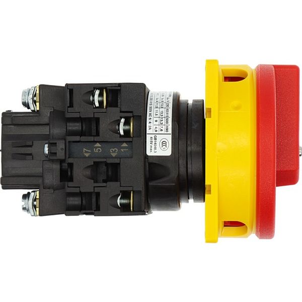 Main switch, T0, 20 A, flush mounting, 2 contact unit(s), 3 pole, Emergency switching off function, With red rotary handle and yellow locking ring, Lo image 10