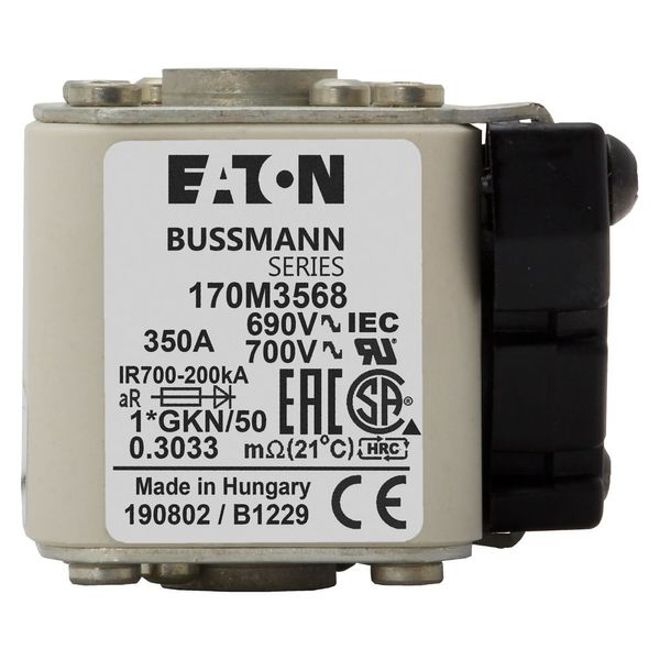 Fuse-link, high speed, 350 A, AC 690 V, compact size 1, 45 x 59 x 51 mm, aR, IEC, UL, single indicator image 22