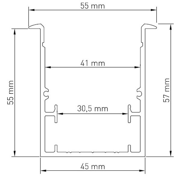 Aluminium profile MFI L-2000mm W-55mm H-57mm image 8