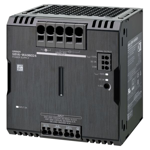 3-phase power supply, 960 W, 24 VDC, 40 A, DIN rail mounting image 1