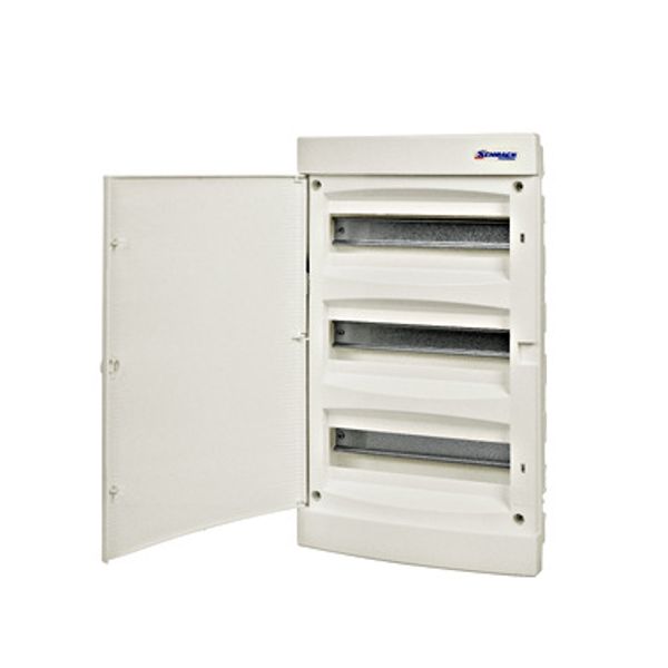 Flush-mounting Distribution Board 3-row, 36MW, white door image 1