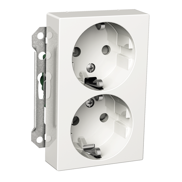Exxact double socket-outlet centre-plate high earthed screwless white image 4