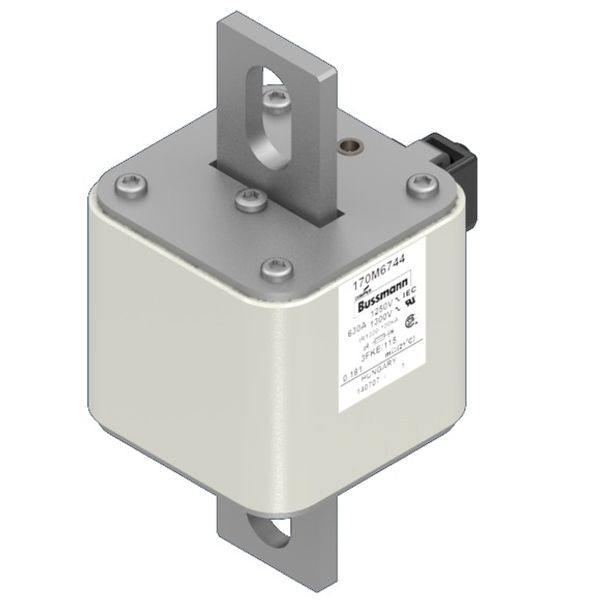 Fuse-link, high speed, 630 A, AC 1250 V, size 3, 76 x 92 x 159 mm, aR, IEC, UL, single indicator image 3