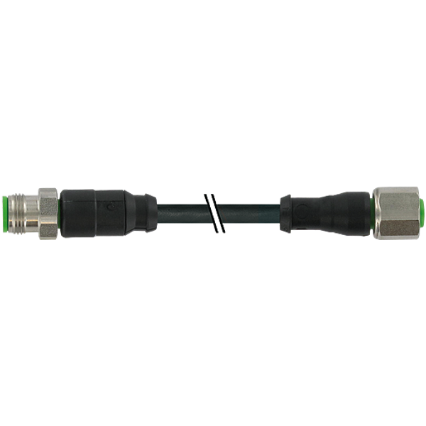 M12 Xtreme male 0° / M12 female 0° A-cod. PUR 4x0.5 bk +drag ch. 1.5m image 1