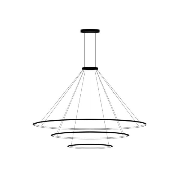 Pendant Circular Outward 3 Rings (ø3000 ø2000 ø1200) LED 366.7W 20904lm 4000K Black image 1