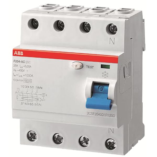 F204 A-125/0.03 AP-R Residual Current Circuit Breaker 4P A type 30 mA image 1
