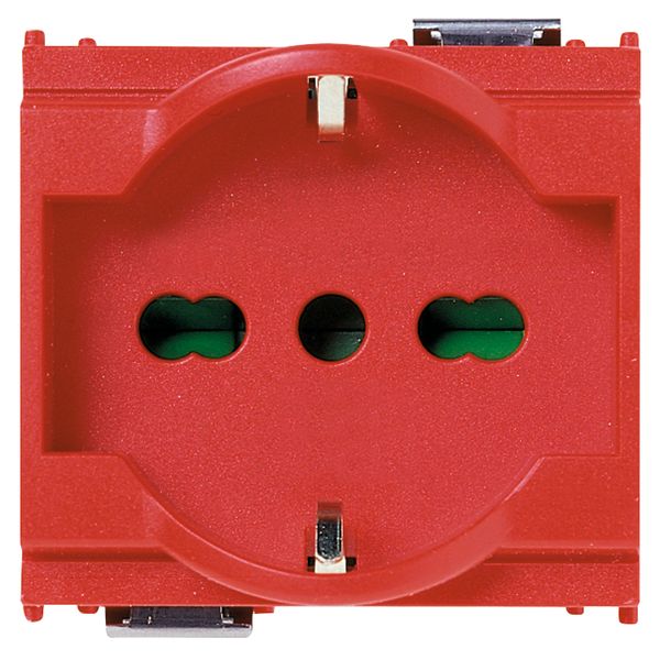 2P+E 16A universal outlet red image 1