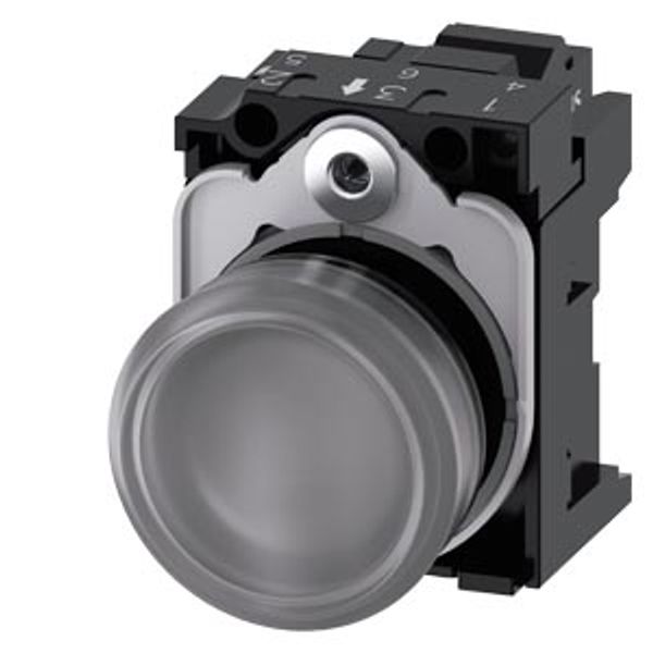 Indicator lights, 22 mm, round, plastic, clear, lens, smooth, with holder, LED module,  3SU1103-6AA70-3AA0-Z Y11 image 2