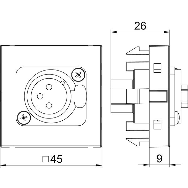 MTG-X3F S RW1 Multimedia support, XLR, 3-pin socket with screw connection 45x45mm image 2