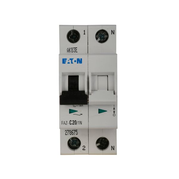 Miniature circuit breaker (MCB), 20 A, 1p+N, characteristic: C image 20