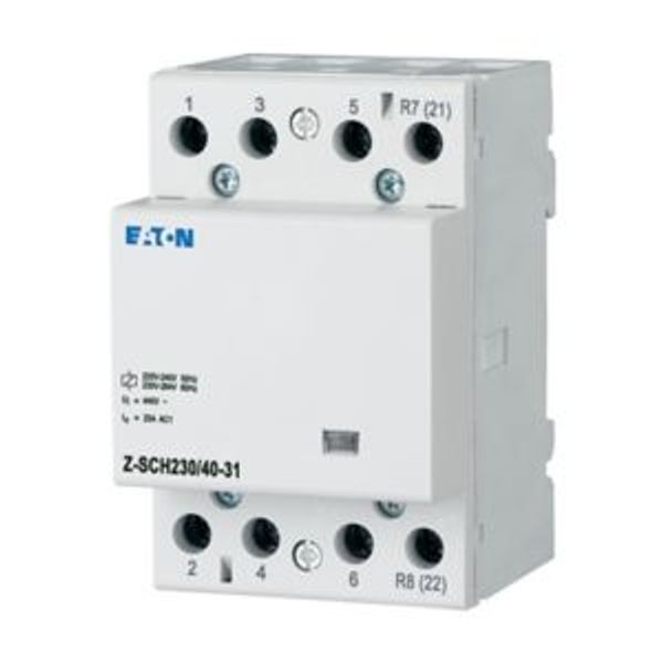 Installation contactor, 230VAC/50Hz, 3N/O+1N/C, 40A, 3HP image 4