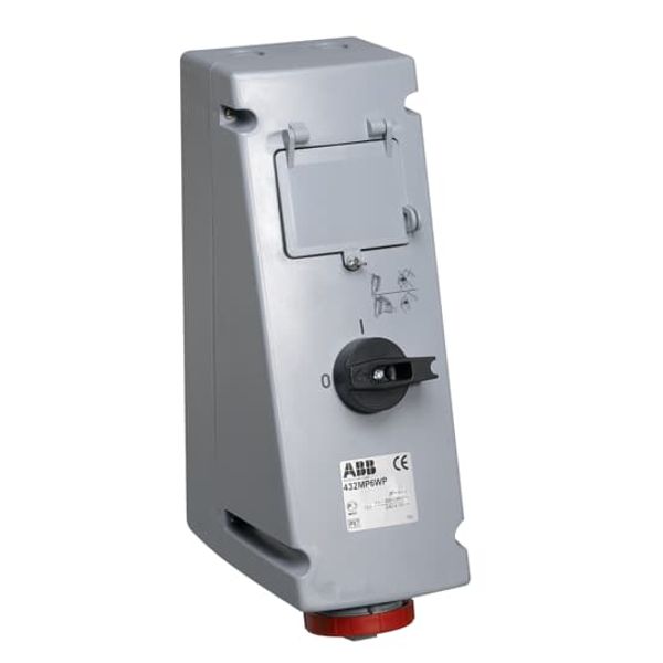 Switched interlocked socket-outlet prepared for MCB/RCD, 6h, 32A, IP67, 3P+N+E image 1