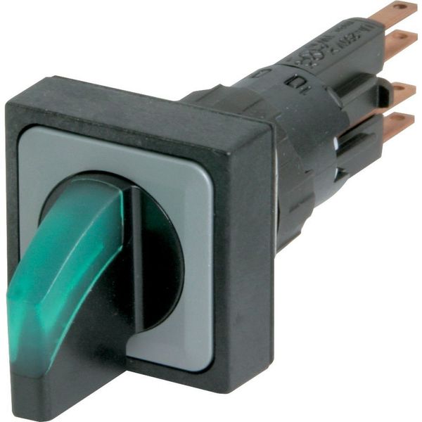 Illuminated selector switch actuator, momentary, 45°, 25 × 25 mm, 2 positions, With thumb-grip, green, with VS anti-rotation tab, with filament bulb, image 4
