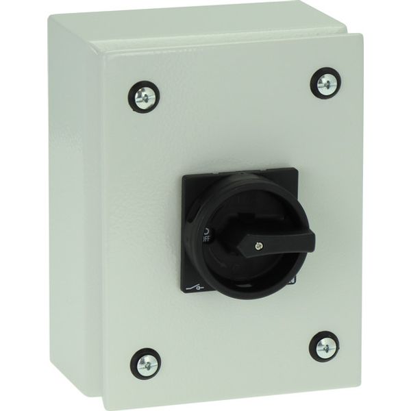 Main switch, P1, 40 A, surface mounting, 3 pole, STOP function, With black rotary handle and locking ring, Lockable in the 0 (Off) position, in steel image 2