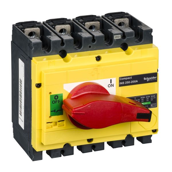 switch disconnector, Compact INS250-200 , 200 A, with red rotary handle and yellow front, 4 poles image 2