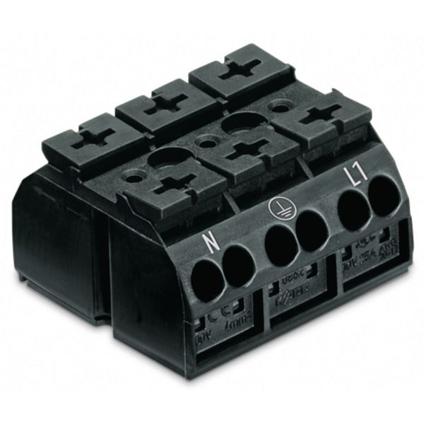 4-conductor chassis-mount terminal strip with ground contact N-PE-L1 b image 3