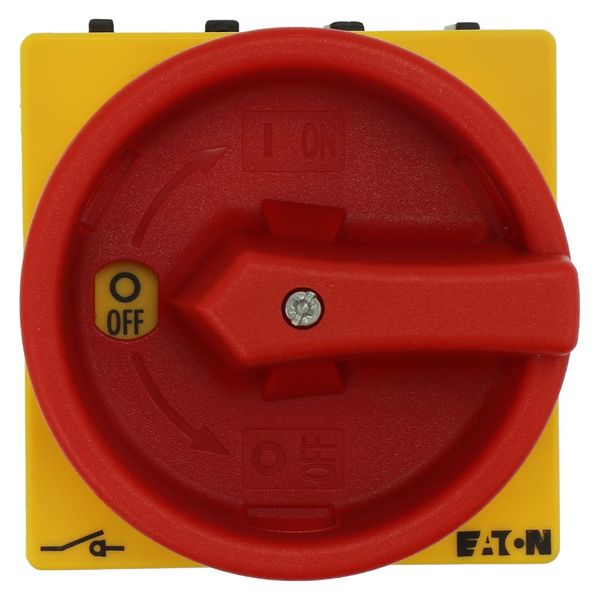 On-Off switch, P1, 40 A, flush mounting, 3 pole, Emergency switching off function, With red rotary handle and yellow locking ring, Lockable in the 0 ( image 31