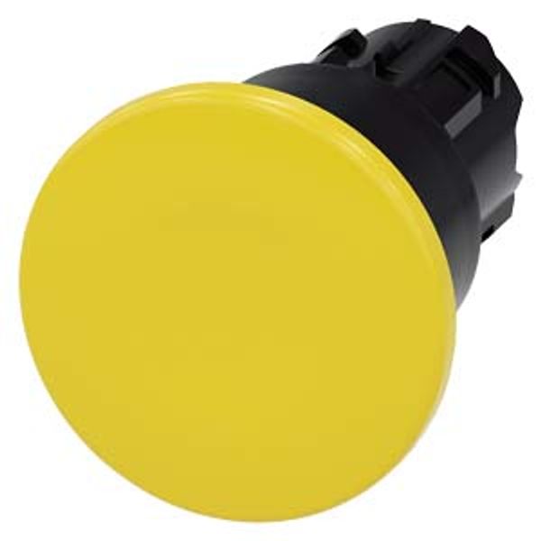 Mushroom pushbutton, 22 mm, round, plastic, yellow, 40mm, latching, pull-to-unlatch mechanism, 3SU1000-1BA30-0AA0-Z Y19 image 1