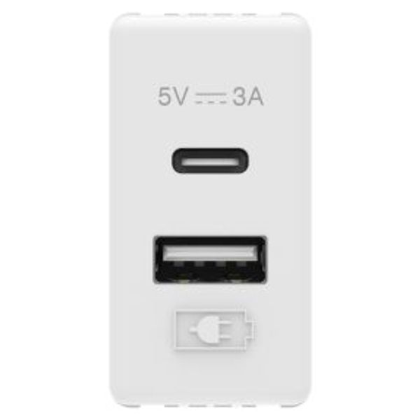 USB CHARGER - A+C TYPE -  3A - WHITE - SYSTEM image 1