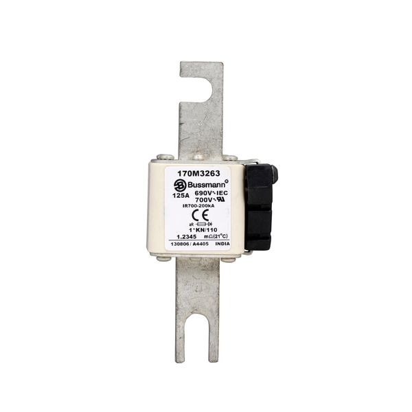 Fuse-link, high speed, 125 A, AC 690 V, compact DIN 1, 45 x 58 x 134 mm, aR, DIN, IEC, type K indicator, 110 mm centres image 6