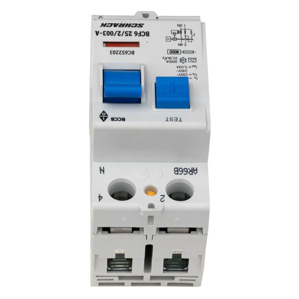 Residual current circuit breaker 25A, 2-p, 30mA,type A,6kA image 2