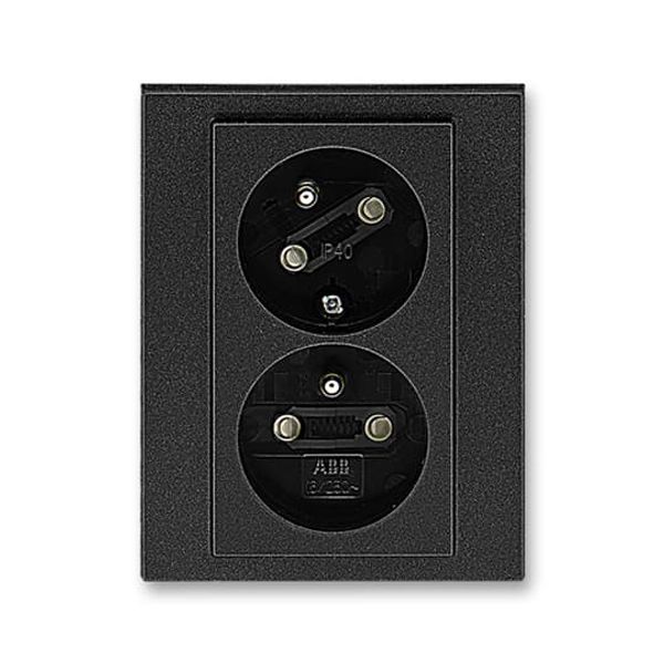 5513H-C02357 63 Double socket outlet with earthing pins, shuttered, with turned upper cavity image 1