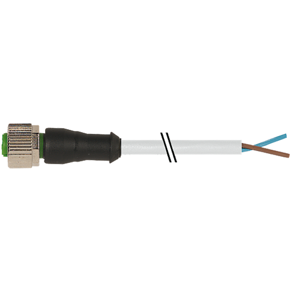 M12 female 0° A-cod. with cable PUR 2x0.5 gy UL/CSA+drag ch. 50m image 1