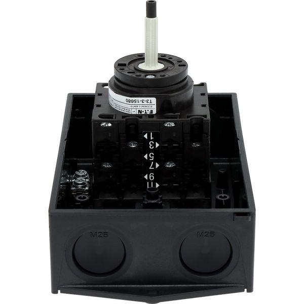 Main switch, T3, 32 A, surface mounting, 3 contact unit(s), 3 pole + N, 1 N/O, 1 N/C, STOP function, With black rotary handle and locking ring, Lockab image 14