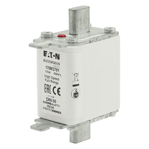 Fuse-link, high speed, 125 A, AC 690 V, DIN 00, 30 x 60 x 79 mm, gR, DIN, IEC, single indicator image 21