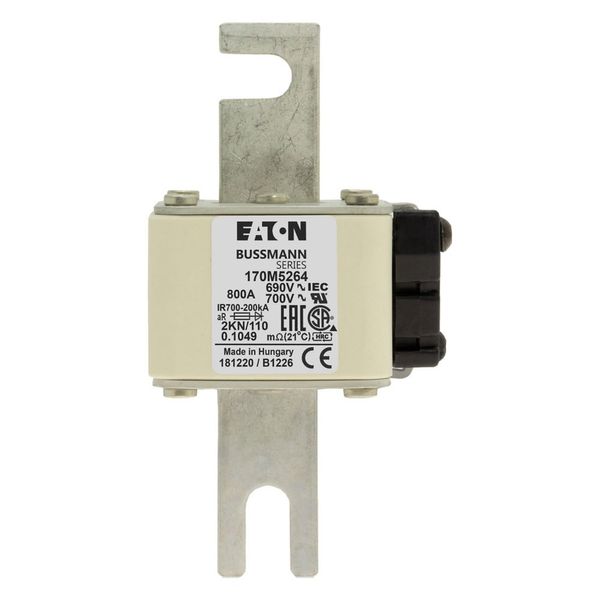 Fuse-link, high speed, 800 A, AC 690 V, DIN 2, 61 x 77 x 138 mm, aR, DIN, IEC, single indicator image 18