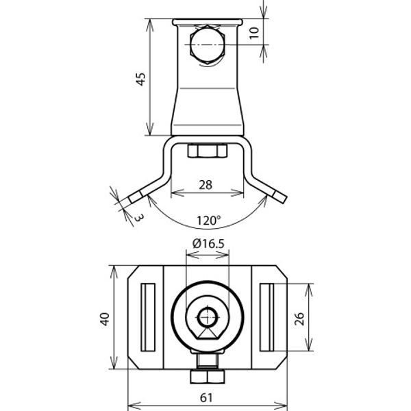 Clip f. tensioning straps W 25mm StSt with socket ZDC D 16mm f. DEHNis image 2