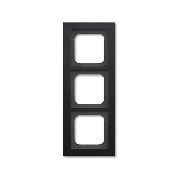 1723-275-500 Cover Frame 3gang black matt - Busch-axcent pur image 1