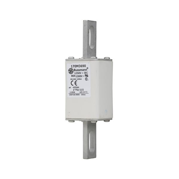 Fuse-link, high speed, 80 A, AC 1250 V, compact size 1, 45 x 59 x 156 mm, aR, IEC, UL, single indicator image 15