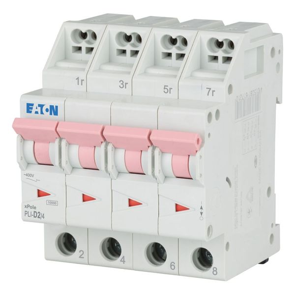 Miniature circuit breaker (MCB) with plug-in terminal, 2 A, 4p, characteristic: D image 1