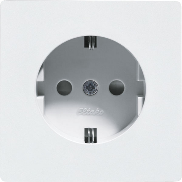 German socket (Type F) DSS with socket outlet front in E-Design55, without claws and frame, pure white glossy image 1