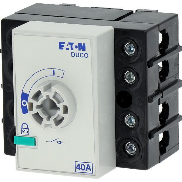 Switch-disconnector, DCM, 40 A, 4 pole, With black rotary handle and drive shaft, Vertical connection image 9